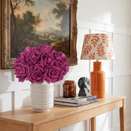 IPOPU 2 Bouquets Real Touch Roses Artificial Flowers 10PCS Rose Red Faux Roses with Stems for Wedding Party Home Table Centerpieces Decoration (Rose Red) - color: Rose Red