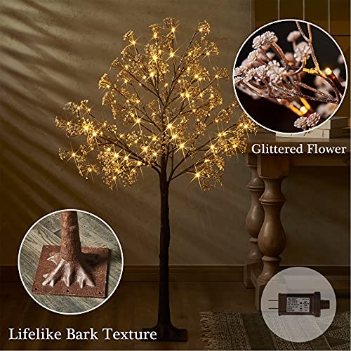 Hairui Artificial Baby Breath Flowers Tree with Lights 5FT 126LED,Prelit Lighted Gypsophila twig Tree for Wedding Party Christmas Holiday Decoration Indoor Outdoor Use - style: Modern