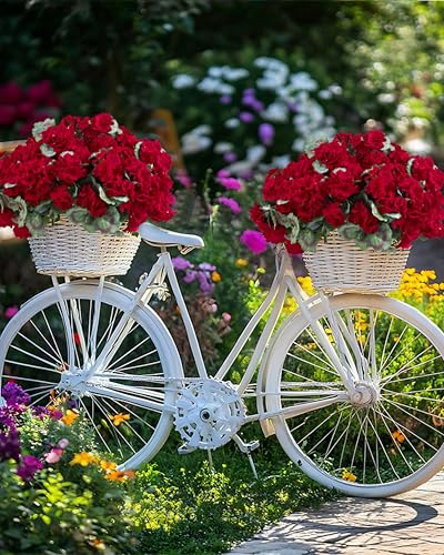 DuHouse Artificial Flowers for Outdoor Indoor Garden Home Decoration 6 Bundles Artificial Geranium Flowers for Outdoors UV Resistant Faux Flowers for Kitchen Table Centerpieces Decor - color: Red