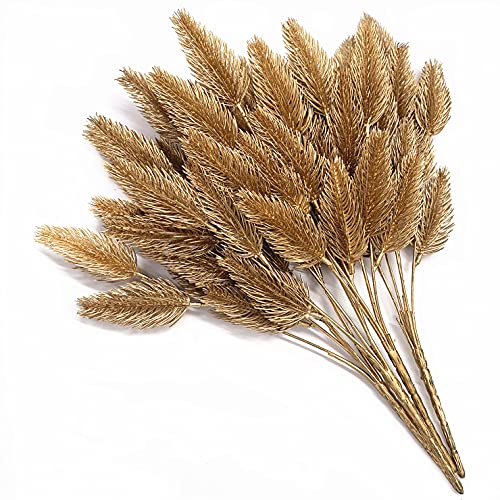 CATTREE Artificial Gold Plants Plastic Fake Grass Faux Shrubs Simulation Bushes Home Indoor Outdoor Garden Leaves Wedding Festival Decoration Hall Table Planter Filler – Golden Pine Cones 4 Pack - color: Golde Pine Cones - 4 Pcs