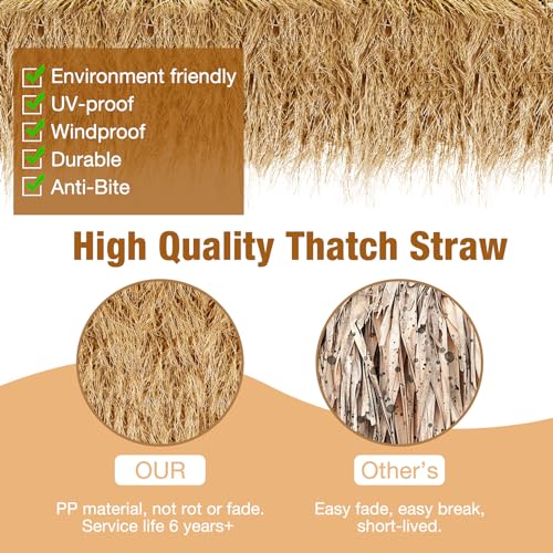 XLX TURF Artificial Thatch Grass for Tiki Bar Hawaiian Party Decorations - Fireproof Fake Hay Carpet for Country Cowboy Birthday Background - Duck Blind Grass Straw Roofing 35" x6.5' - size: 35" x 6.5'
