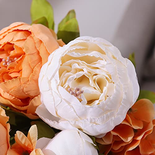 Duovlo Artificial Peony Silk Flowers Fake Flowers Vintage Wedding Home Decoration,Pack of 1 (New Orange) - color: New Orange