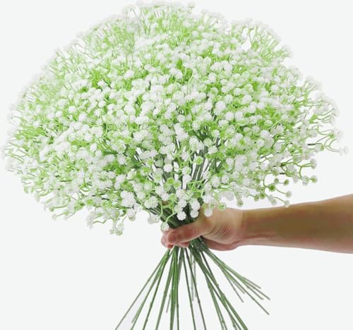 150 Pcs Babys Breath Artificial Flowers,Artificial Babys Breath Flowers,Fake Flowers Silk Plastic Artificial Gypsophila Realistic Flower for Wedding Home DIY Decoration (150 PCS)