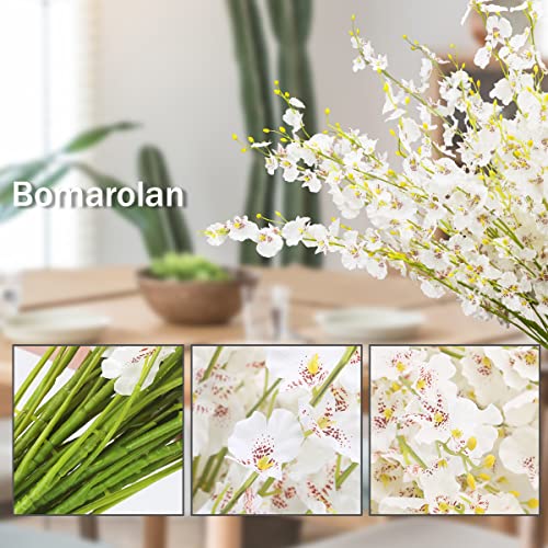 BOMAROLAN Artificial Orchid Silk Fake Flowers Faux Dancing Lady Orchids Stems Flower 10 Pcs Real Touch for Wedding Home Office Party Hotel Yard Decoration Restaurant Patio Festive Furnishing(White) - color: White