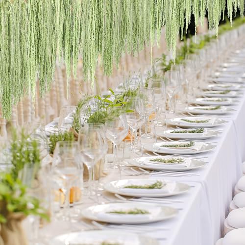 Suncalla 12 Pcs 24 Inch Light Green Dried Amaranthus Hanging Flowers Amaranthus Artificial Flowers for Wedding Arch Bouquet Floral Garland Wall Home Decoration - color: Light Green