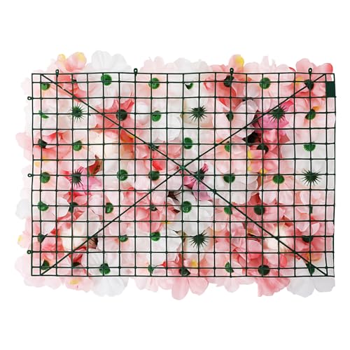DNYSYSJ Flower Wall 12PCS 23.62" x 15.75" x 0.79" Lifelike Pink Hydrangea Artificial Pink Rose Flowers Panel Silk Fabric Wall Mat - color: Pink and White, size: 12 pieces