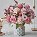 2 Bouquets of Vibrant Pink and White Peonies - Real Touch Artificial Flower Arrangement with Roses, Lavender, and Eucalyptus - Perfect for Weddings, Birthdays, Anniversaries - color: Pink