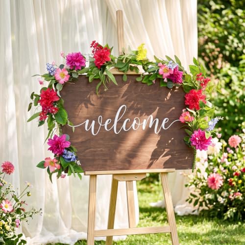 Giegxin 1 Pack 6 ft Artificial Flower Garland Flower with Dahlia and Wildflower Pink Purple Fake Wisteria Vines Summer Greenery Eucalyptus Garland for Wedding Mantle Porch Stair Table Indoor Decor - style: Dahlia,Wildflower