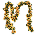 2 Pack Artificial Sunflower Garland Faux Silk Decor Sunflower Vine Hanging Flowers for Outdoor with Green Leaves Home Wedding Party Decoration