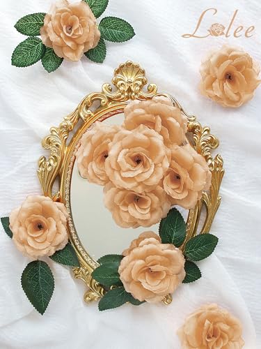 LELEE Rose Head Flowers with Stem - 108pcs Nude & Brown Faux Rose Artificial Flowers Bulk - Silk Rose Tan Flower for Wedding Bouquet Party Home Decor DIY Baby Shower Centerpieces Tables Decoration - color: Nude