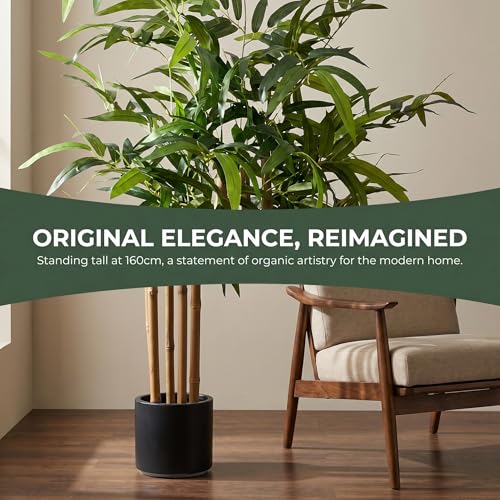 Kiko Artificial Plant Bamboo Tree -4 Ft Tall Fake Floor Plant with Plastic Pot for Office, Gymnasium Room, Living Room, Dinner Room, Shopping mall, and Other Decoration for Indoors - color: Gn