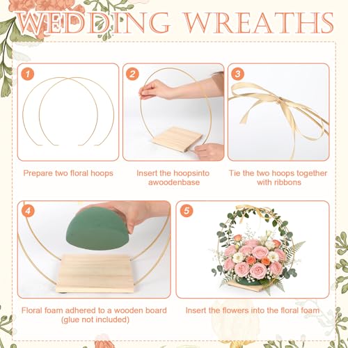 24Pack Double Floral Hoop Centerpiece for Tables 12'' Double Metal Floral Hoop Centerpieces with Stand Metal Rings for DIY Centerpiece with Foam for Table Decor Wedding Birthday Wreath Craft Party - size: 12'' Double Hoop-12 Sets