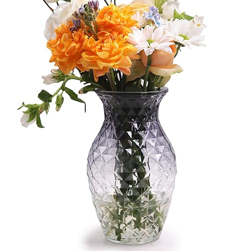 Vase for Flowers Small Glass Vases for Home Decor Table Centerpieces Living Room Bedroom Bookshelf Kitchen Modern Office Wedding Decoration Vintage Flower Vases Grey White - color: Grey White