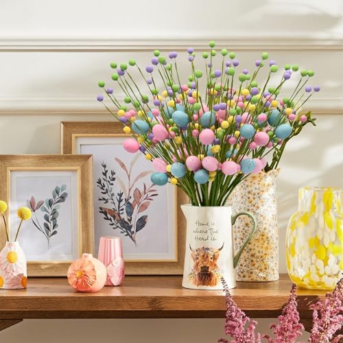 nuvagiki Easter Table Decor, 20 Pack Easter Egg Berry Stems Decorations for Tree, Artificial Flowers Picks for Wreath, Tree Ornaments Decorations for Home, Easter Gifts