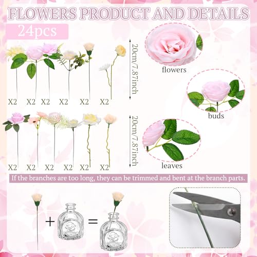 36 Pcs Artificial Flowers Table Centerpiece with Vases Colorful Wildflower Centerpieces Silk Flower Arrangement for Wedding Baby Shower Table Centerpieces Party(Warm Tone,Clear) - style: Warm Tone