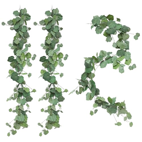 3 Strands Odorless Begonia Artificial Vines, 6FT Silk Ivy Garland, Fake Greenery Hanging Plants, Decoration for Party, Wedding, Room, Office - color: Green3