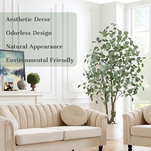 Artificial Eucalyptus Tree 5FT - Large Faux Plants Indoor Tree with 520 Leaves and Realistic Trunks, 60" Tall Fake Tropical Plant in Pot Artificial Floor Plant for Home Living Room Porch Office Decor - size: 5ft