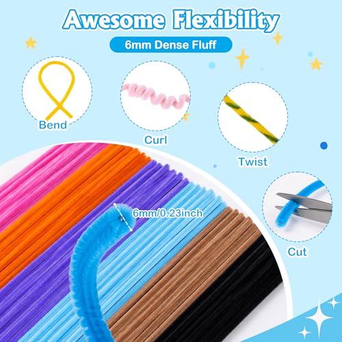 572 PCS Pipe Cleaners Flower Kit, 13 Colors Chenille Stems with Floral Wires, Stamen, Tapes, Dot Glue, Instruction, White Box – DIY Craft Set for Handmade Pipe Cleaner Bouquets and Decorations