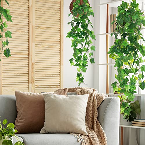 RECUTMS Fake Vines 4pcs Artificial Ivy Hanging Plant Silk Leaves Faux Greenery Garland for Room Indoor Outdoor Garden Door Wall Baskets Wedding Party Table Balcony Decor - color: Hang-green