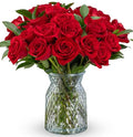 Benchmark Bouquets - Red Roses Bouquet - Fresh Flowers for Delivery - Two Dozen Long Stem Roses - Mothers Day Flowers for Mom - Mothers Day Gifts for Mom - Mothers Gifts (Glass Vase Included) - style: Deluxe