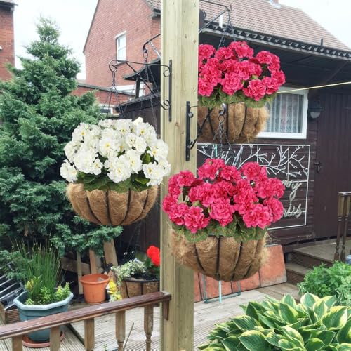 4 Pcs Artificial Geraniums Flowers for Outdoors Silk Geranium Outside UV Resistant Rose Red Fake Plants Faux Flowers for Outdoor Planters Garden Patio Porch Window Courtyard Indoor Home Decor - color: Rose Red
