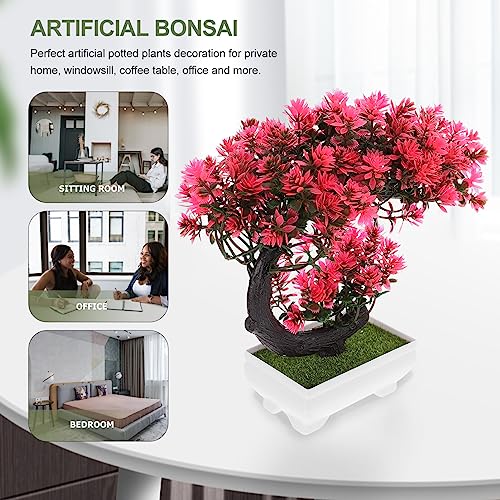 GANAZONO Simulated Green Potted Plants Lifelike Artificial Bonsai Decor for Home Office Shop Easy Care Faux Greenery for Vibrant Indoor Decoration - color: Pink