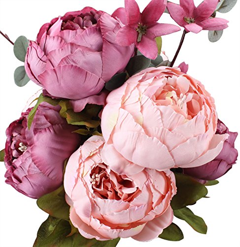 Duovlo Fake Flowers Vintage Artificial Peony Silk Flowers Wedding Home Decoration,Pack of 1 (New Sweetened Bean) - color: New Sweetened Bean
