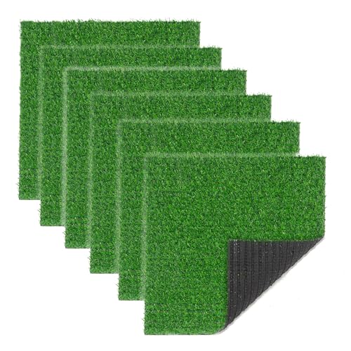 Artificial Grass Patch 6x6 Inch,Realistic Synthetic Turf with Drainage Holes,0.35 Inch Synthetic Garden Grass Tiles Faux Grass Rug for Crafts Patio Wall Decor - size: 6"x6"-12PC