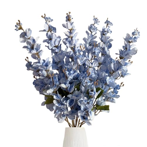6PCS Light Blue Delphinium Artificial Flowers Espigas para Jarrones Fake White Flowers Tall Flowers for Floor Vase Flowers for Tall Vase Floral Arrangements Home Table Wedding Decor - color: Light Blue