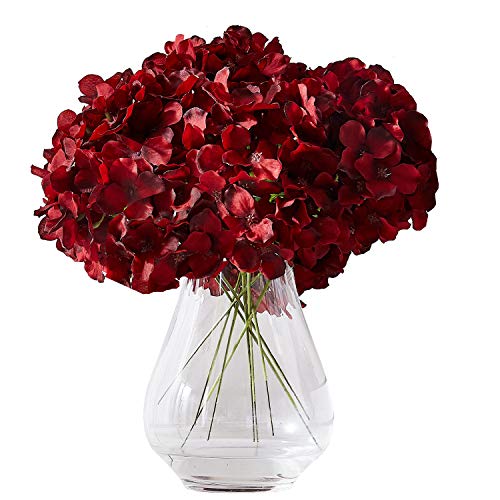 Hydrangea Silk Flowers Heads with 10 Stems Burgundy Artificial Hydrangea Flower Head for Wedding Centerpieces Bouquets DIY Floral Decor Home Decoration - color: 10pcs Burgundy, size: Large
