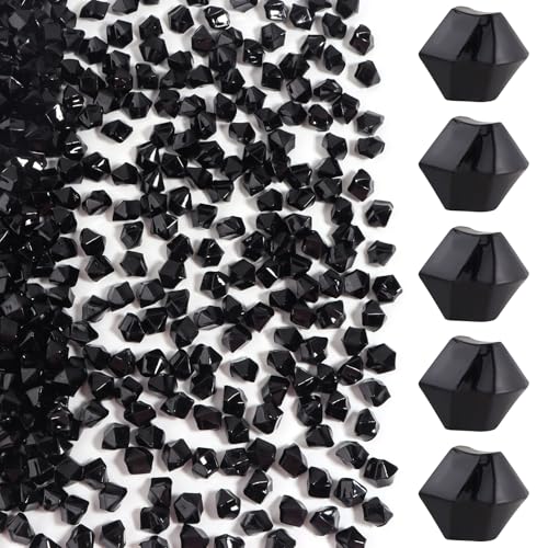 500 Pcs Fake Ice,11 * 14mm,Black Acrylic Gems Vase Filler,Plastic Diamonds for Table Decoration DIY Craft Aquarium Display Party Centerpieces. - color: Black, size: 11MMx14MM