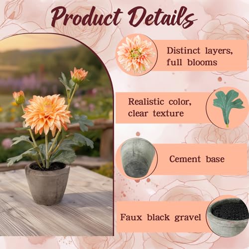 Champagne Dahlia Flowers Fake Silk Mums Flower Artificial Chrysanthemum Flowers Faux Flowers for Vase Mums in Pot Spring Decor Coffee Table Home Party Decoration - color: Dahlia Champagne
