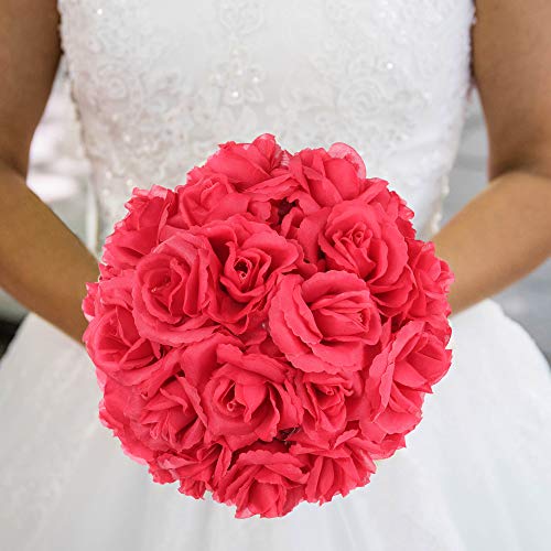 Larksilk Roses Silk Flowers, Real Touch Bulk 50 Pack | Real-touch silk roses, bulk faux rose heads with stems; artificial flowers for wedding, bridal bouquet & centerpiece - color: Beauty
