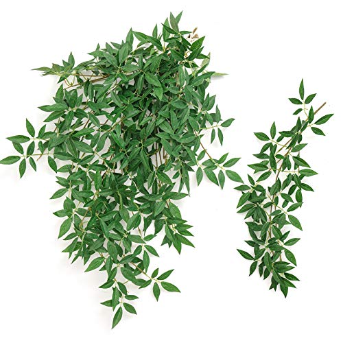 Ling's Moment Rosa Banksiae Artificial Vines, Pack of 7 Silk Greenery Garlands with Hanging Faux Laurel Leaves for Table Centerpieces, Wedding Arches & Floral Filler Arrangements