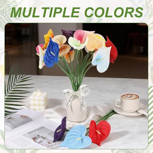 uxcell 4Pcs 11inch Artificial Anthurium Lily Flowers, Permanent Flower Bouquet for Home Arrangements Wedding Festival Decoration Crafts Store Decor Accessories, Pale Yellow - color: Pale Yellow