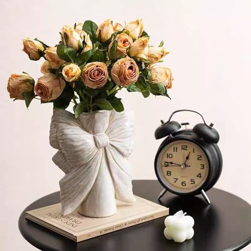 Bow Vase,Small White Ceramic Bow Flower Vase for Home Decor,Boho Style Unique Vases for Flowers,Small Cute Wabi Sabi Vases for Living Room Décor - color: Bow Vase