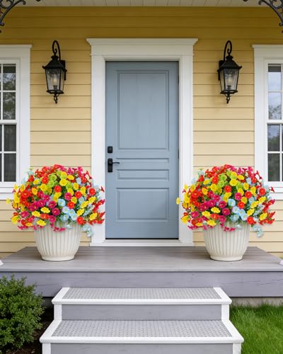 Artificial Flowers for Outdoors, 20 Bundles UV Resistant Faux Flowers for Outdoor Planters, Realistic Morning Glory Outdoor Faux Plants for Porch, Patio, Window Box, Garden Decoration