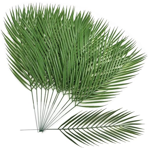 Artificial Palm Leaves Stems Greenery Tropical Palm Leaves 12 Pcs, Faux Monstera Plants for Palm Sunday Flower Arrangement Home Kitchen Table Decor, Wedding Birthday Party Indoor Outdoor Decoration - color: Palm Leaves Stems / 12 Pcs