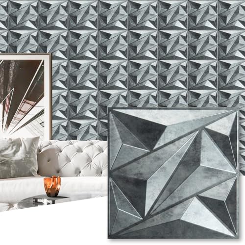 Art3dwallpanels 33 Pack 3D Wall Panel Diamond for Interior Wall Décor, PVC Textured Wall Panels, 12''x12'' Cover 32.Sq.Ft. Patina Bronze - color: Patina Bronze, size: 33 Pack