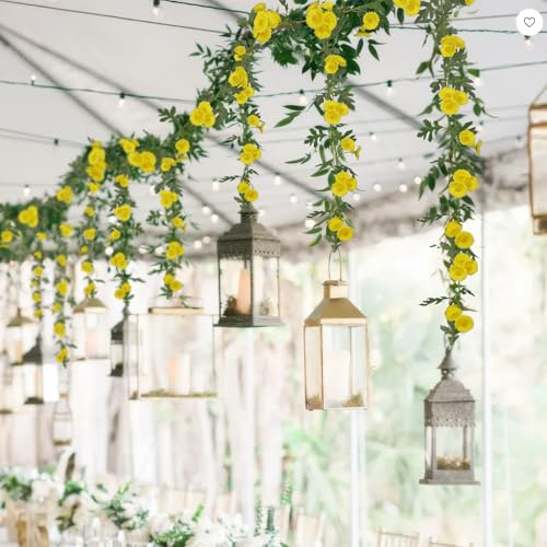 2 Pcs Wildflower Garland Spring Flowers Garland Yellow Artificial Daisy Flowers and Leaves Faux Floral Vine for Mantle Baby Shower Wedding Arch Front Door Porch Staircase Summer Decor - color: Yellow