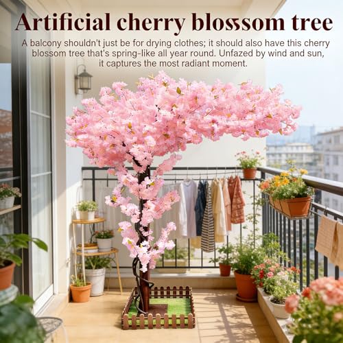 Big Artificial Cherry Blossom Trees 6.7ft Pink for Home Decor Indoor Outdoor,Arbol De Cerezo Artificial Grande,Faux Fake Cherry Blossom Tree for Office HotelGarden Party Wedding - color: Pink, size: 6ft 7in