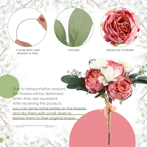 Zeyune 50pcs Artificial Peonies Flowers 4'' Fake Peonies DIY Craft Silk Flower Bulk for Home Wedding Bridal Bouquet Birthday Dining Room Table Centerpieces Backdrop Party Decor(Light Red) - color: Light Red