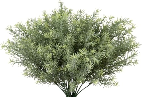 GnFlus Artificial Rosemary Stems Fake Greenery Plants Faux Bushes Shrubs in Frosted Green for Decor Home Indoor Outdoor Garden 4pcs - color: Greenery-3