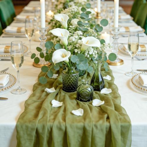 UPBUD Green Glass Bud Vases Set of 12, Mini Flower Vase for Centerpieces, Small Glass Vases in Bulk for Wedding Decorations, Vintage Vase for Bridal Shower, Party, Recepetion, Home Table Décor - color: Standard-green, size: 12pcs