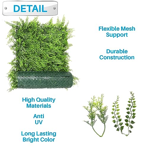 Patio Paradise Artificial Greenery Grass Wall Panels, 20"x20" (6pc) Faux Grass Boxwood Backdrop Fake Ivy Privacy Screen Green Hedge for Indoor Outdoor Décor, Fern with Backing - color: Fern with Backing, size: 20"x20"