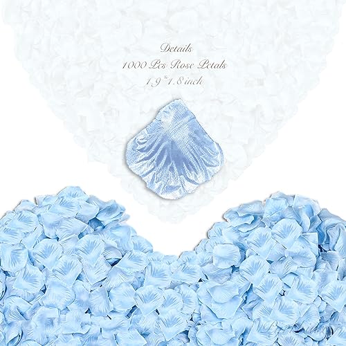 Pyrrhiax 1000Pieces Rose Petals, Artificial Flower Petals Fake Rose Petals Silk Red Rose Petals for Romantic Night,Wedding,Proposal Anniversary Flower Decorations (Light Blue) - color: Light Blue, size: 1000pcs