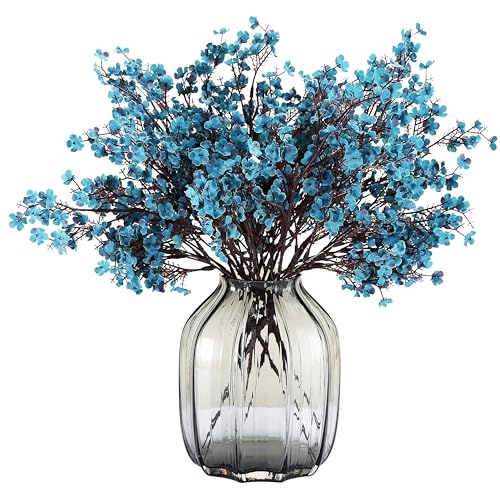 JAKY-Global Babys Breath Fabric Cloth Artificial Flowers 6 Bundle European Fake Silk Plants Decor Wedding Party Decoration Bouquets Real Touch DIY Home Garden (Autumn Blue-6pcs) - color: Autumn Blue, size: 6 Bundles