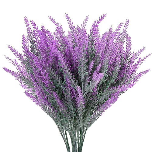 Fuchsia 4pcs Artificial Flowers Flocked Plastic Lavender Bundle Fake Plants Wedding Bridle Bouquet Indoor Outdoor Home Kitchen Office Table Centerpieces Arrangements Christmas Decor - color: Lavender/Fuchsia/4pcs