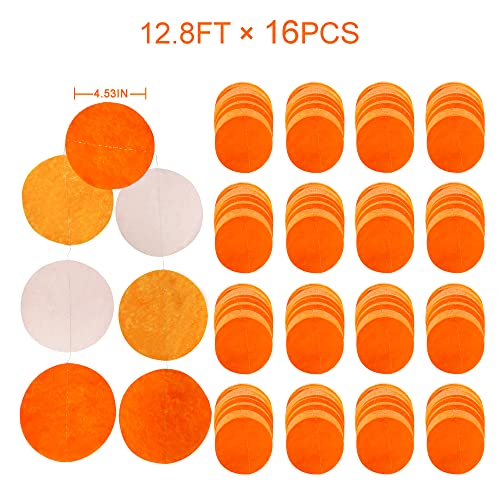 205 Ft Orange Party Decorations Big Circle Dots Backdrop Garland Ombre Orange Tissue Paper Polka Dot Hanging Streamer for Birthday Engagement Wedding Fall Autumn Thanksgiving Harvest Party Supplies - color: Orange