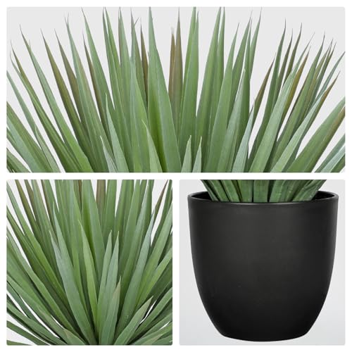 Briful Artificial Agave Plant – 18.1" Tall Faux Agave Plants in Black Pot, Realistic Fake Tropical Plants for Indoor and Outdoor Decor, Artificial Plants for Home, Office, Patio, Garden Decoration - color: Green